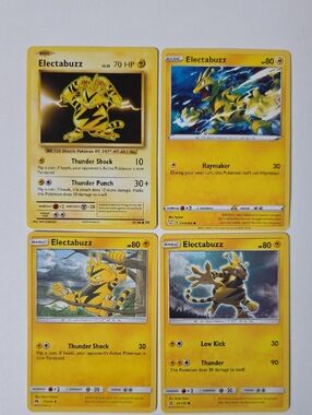 Pokemon Electabuzz Collection - Yellow Lightning Cards (Set of 4)